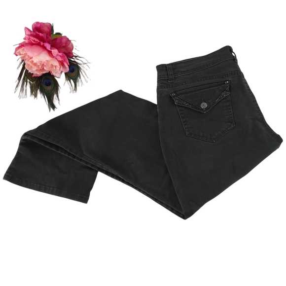 Hannah Denim - Hannah Jeweled Black Denim Midrise Jeans 14